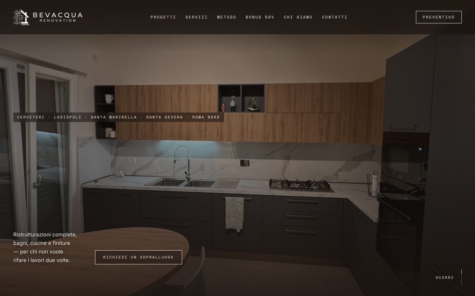 La homepage di Bevacqua Renovation
